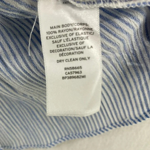 BP Blouse Women XS Yellow Blue Colorblock V-Neck Striped Peplum Pleated Tie Back - Picture 10 of 11